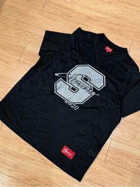 Supreme 2020 $1M Mesh Football Jersey Black XL Glitter Logo Authentic Streetwear